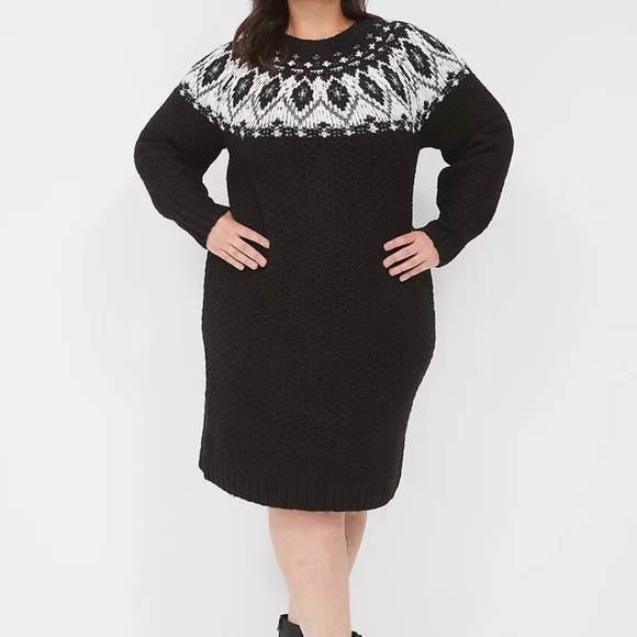 NWT Lane Bryant Black and White Patterned Sweater dress - Picture 4 of 5